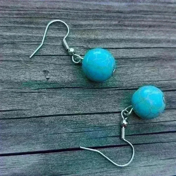 Vintage  turquoise drop earrings - Picture 12 of 17